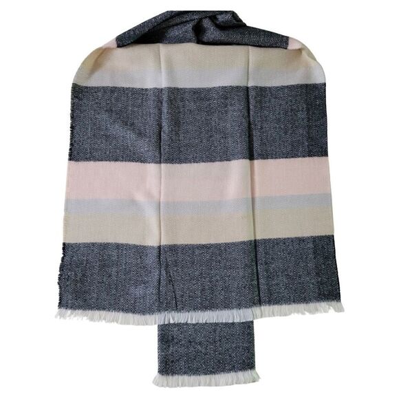 Isaac Mizrahi Herr Blanket Scarf • Black & Blush Pink• NWT - Picture 5 of 8